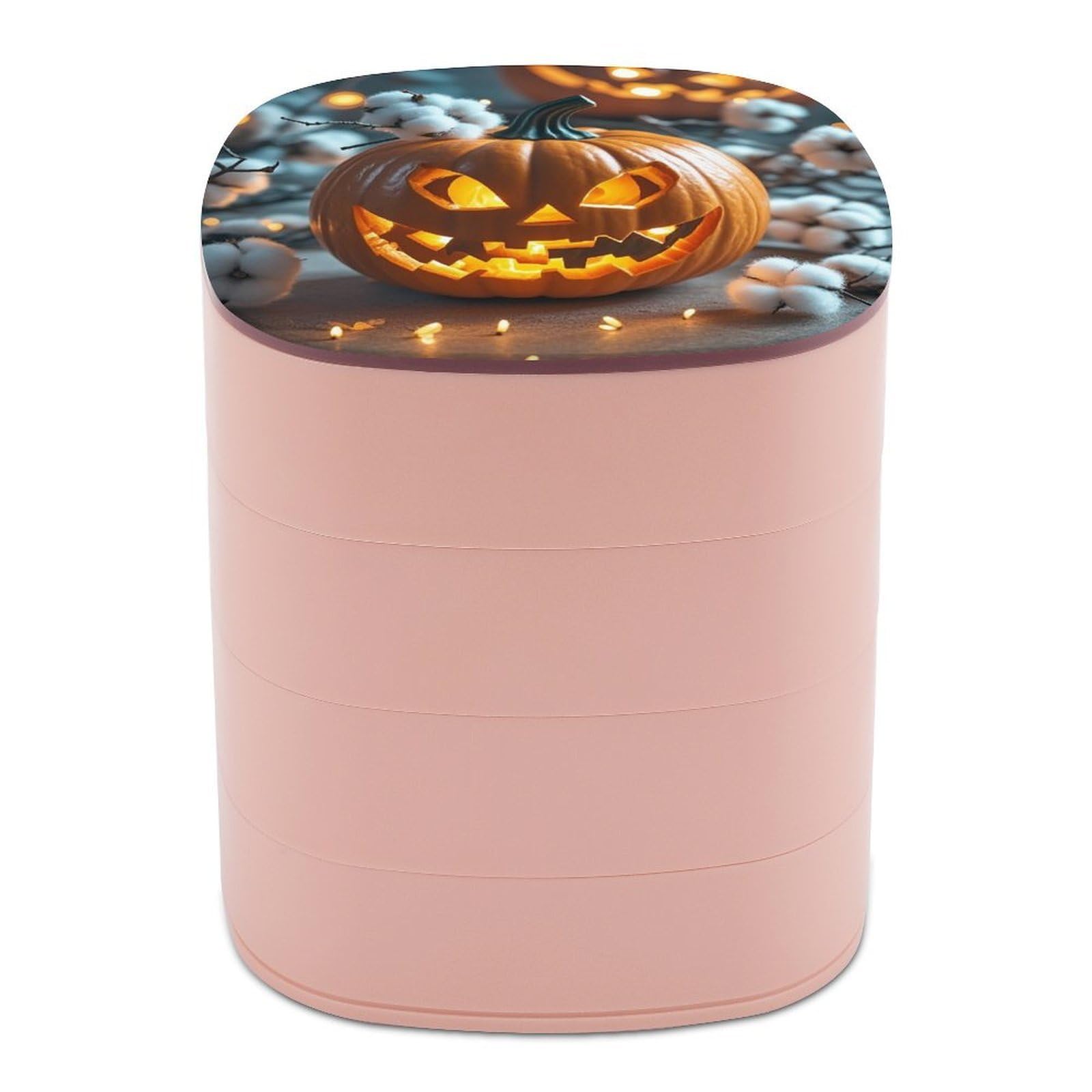 FekiLoot Pumpkin Lantern Jewelry Box 4-Layers Rotatable Jewelry Organizer Storage Box with Mirror Cute Travel Jewelry Case Portable Earring Holder Organizer for Ring Necklace Bracelet