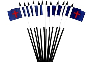 12-Pack Christian Miniature Desk & Table Flags - Small Mini Stick Flags