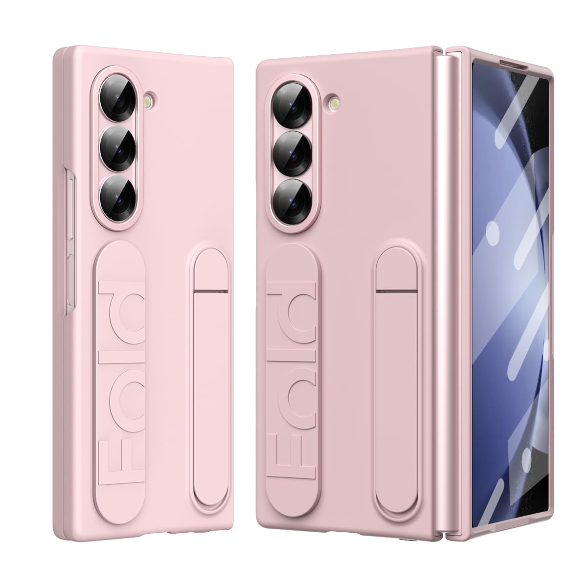 Coque intégrale Samsung Z Fold 5 antichoc rose anti-chute avec support - 8