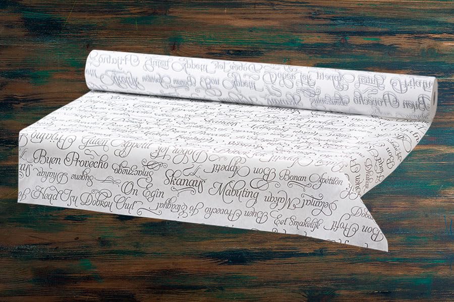 Novotex Rollo Mantel Decorado 1,20x50 m | Precortado Cada 40 cm | Tejido no Tejido (TNT) | Resistente, económico y Decorativo | Hostelería y Eventos | Deco Buen Provecho Blanco