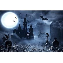 Halloween Banner Backdrop Decorations 10x8ft Horror Graveyard Flying Bat Moon Scary Castle for Party Photography Backdrop Studio Props