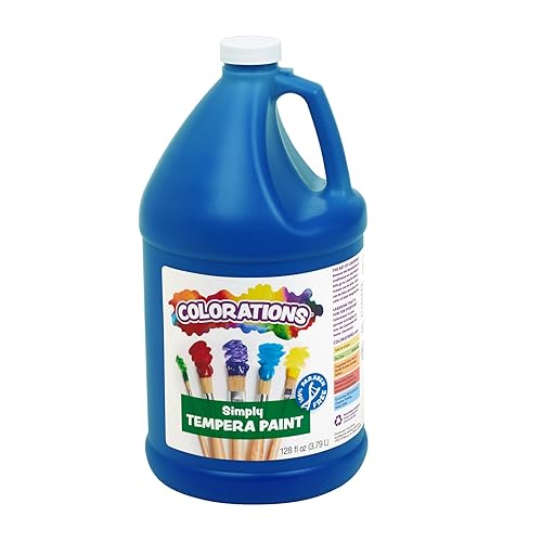 Colorations Pintura de témpera sin parabenos para niños, 1 galón, azul vibrante. No tóxica y fabricada en los Estados Unidos, imprescindible para el
