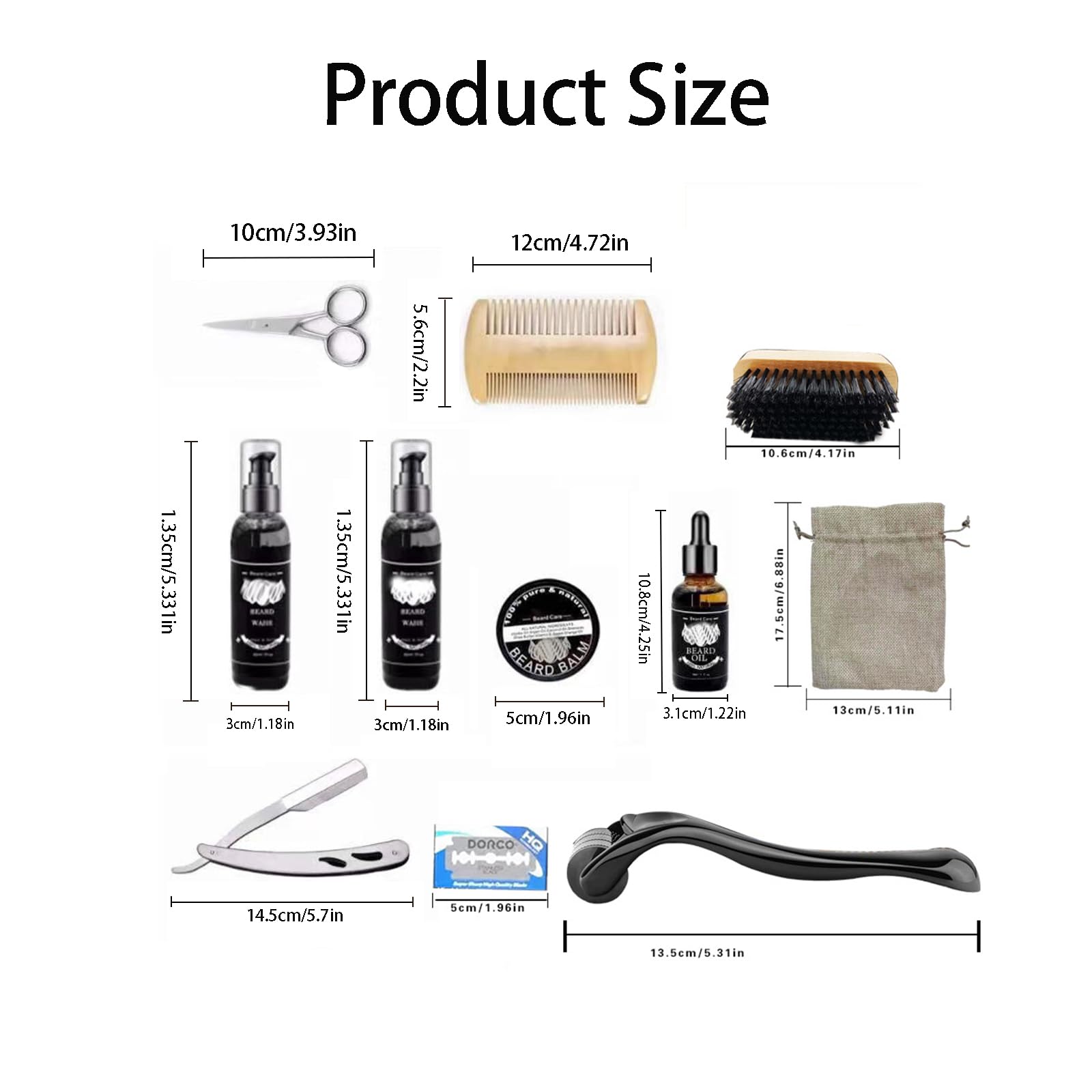 Kit Barba Hombre,Cuidado Facial Masculino,Set Completo con Navaja de Afeitar,Cepillo,Aceite,Champú,Bálsamo y Peine,Regalo Ideal para Hombre
