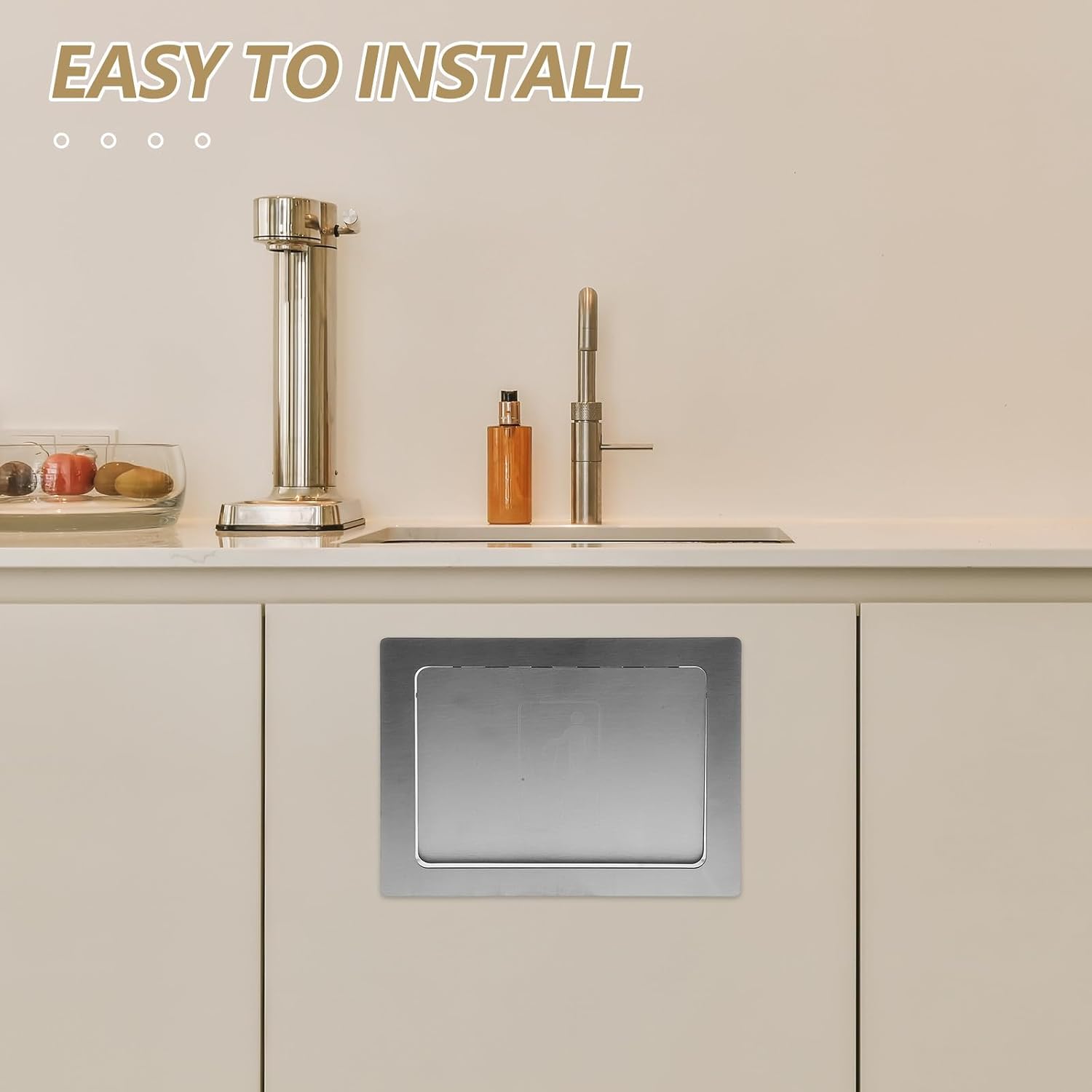 Side Opening Trash Can Lid, 304 Stainless Steel Built-in Cover