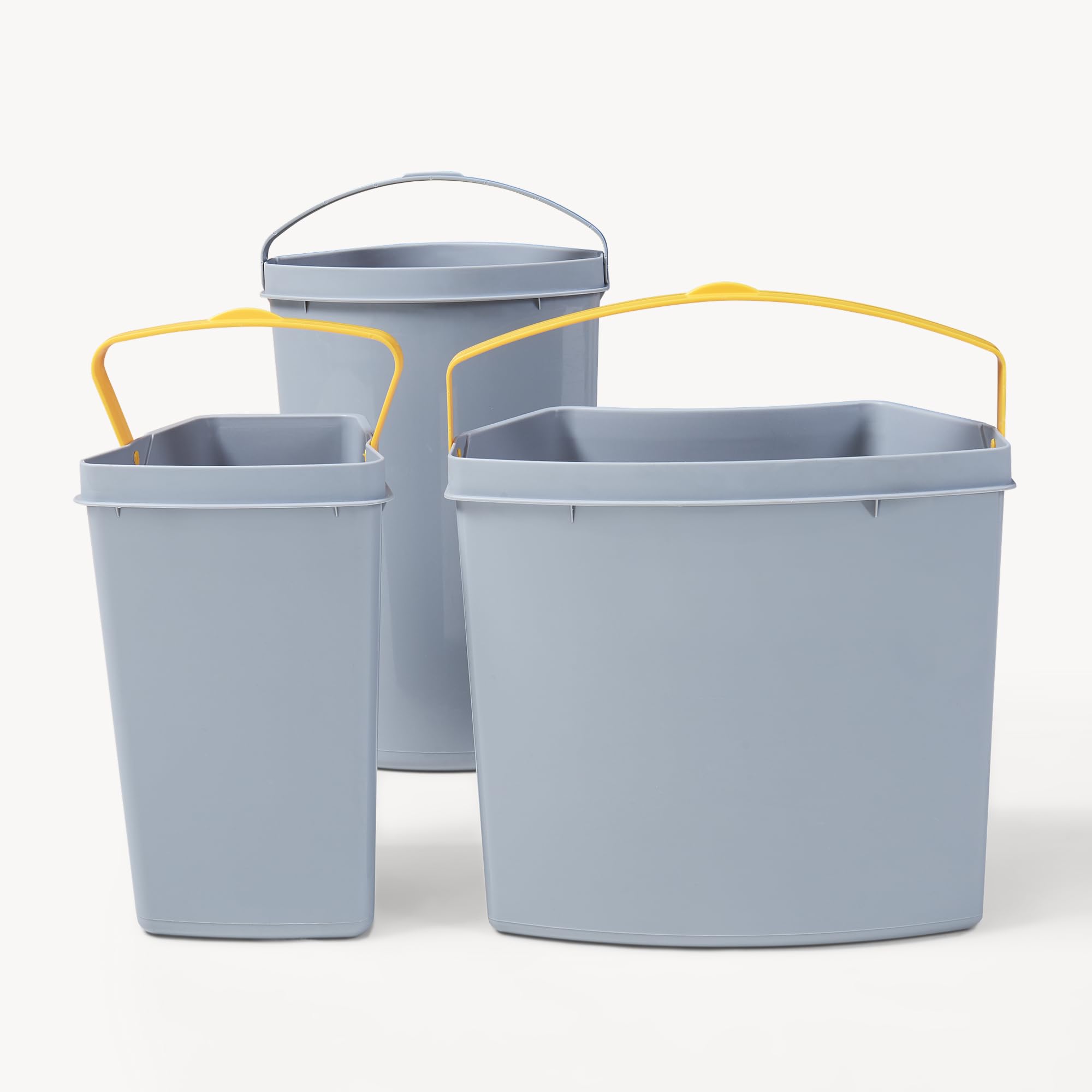 [en.casa] Einbau-Mülleimer Küche Kollby Mülltrennsystem 3fach für Unterschrank 50 cm breit 2 x 12L+1 x 6L Einbaumülleimer schwenkbar mit Deckel Grau