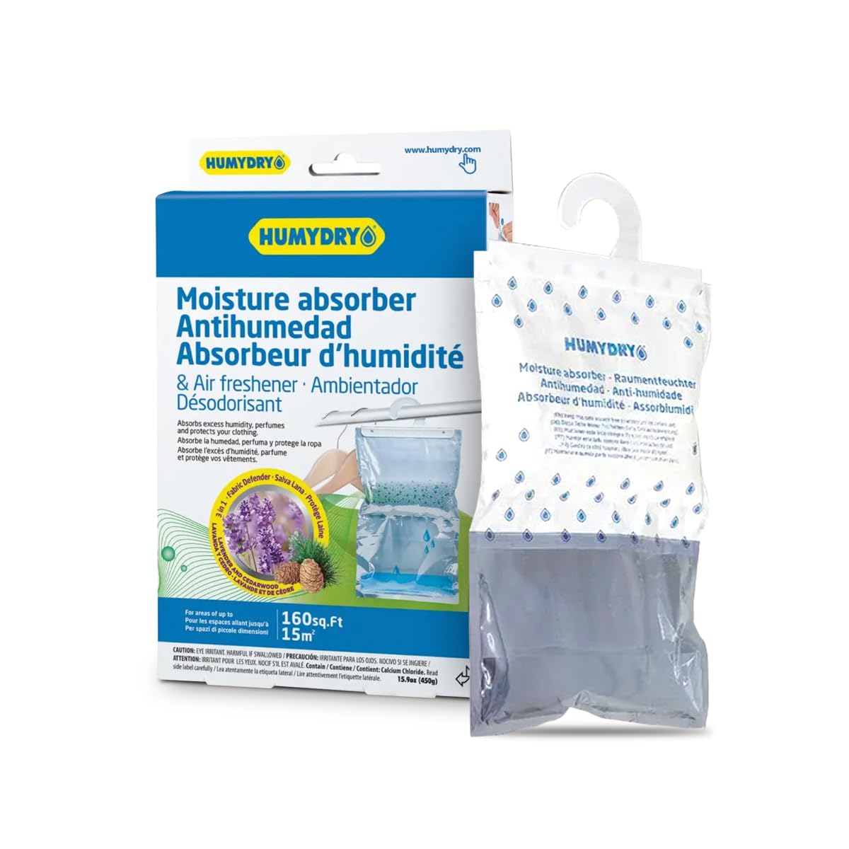 ® - Paquete de 12 bolsas deshumidificadoras colgantes - Absorbentes de humedad - 15.9 oz - Aroma de lavanda y cedro - para espacios de hasta 200 pies cuadrados
