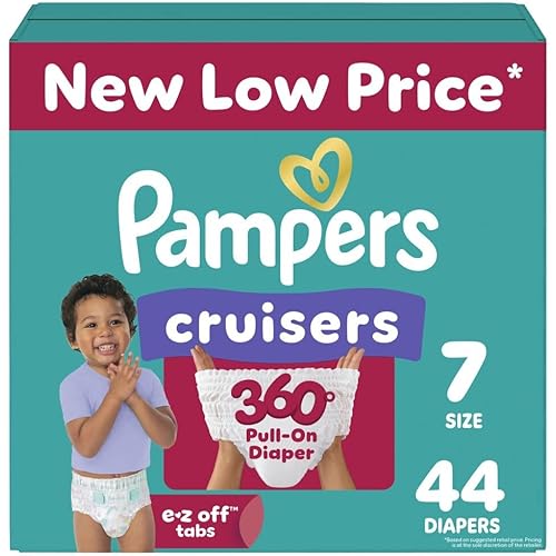 Pampers Diapers - Cruisers 360 - Size 7, 44 Count, Babyproof up to 100% Leakproof Pull-On Diaper