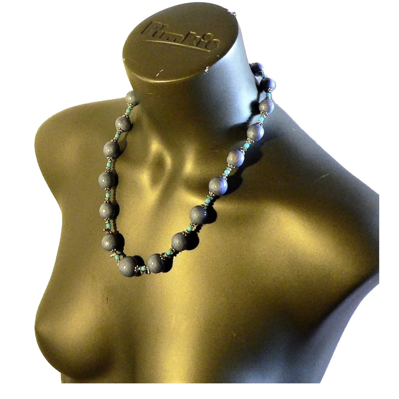 Gioielli: collana, bracciale e orecchini, perline in ceramica, colore blu personalizzato,"Nuvoloso"