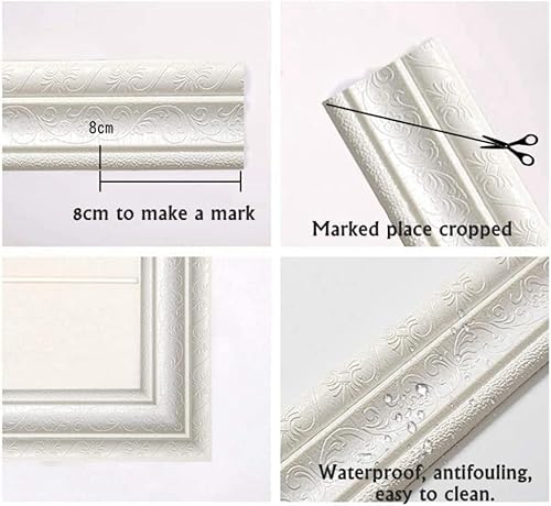 KinAndKen Borda de papel de parede impermeável 3D para destacar e colar com bordas espelhadas de esp