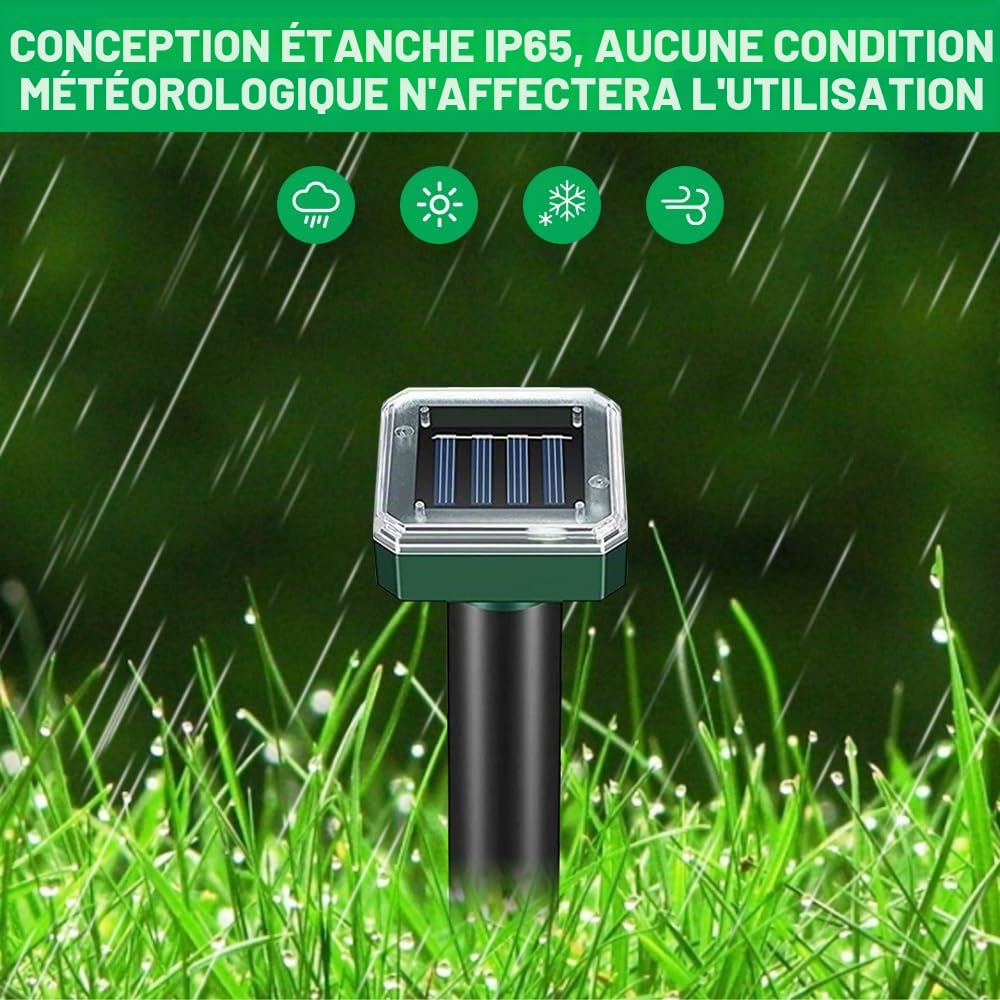 6Pcs Répulsif Taupe Solaire, Anti Taupe Ultrason Solaire, Répulsif Taupe Ultrason Solaire, Anti Taupe Solaire avec Ip65 Imperméable, pour Taupes, Serpents, Campagnols Et Autres Animaux (6Pcs)