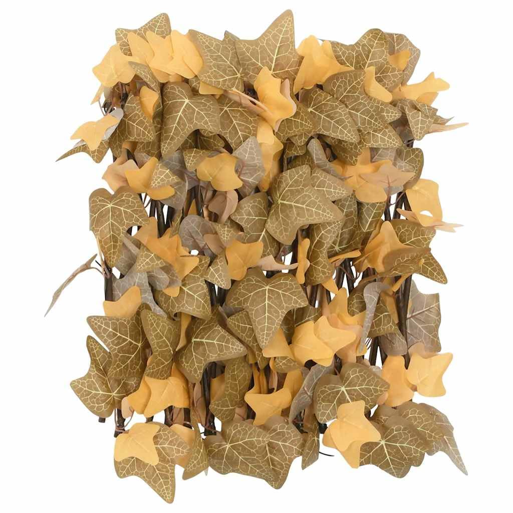 Traliccio con foglie d'acero artificiali, 5 pezzi, arancione, 180 x 30 cm, recinzione frangivista espandibile in legno e PVC, per giardino, balcone e terrazza