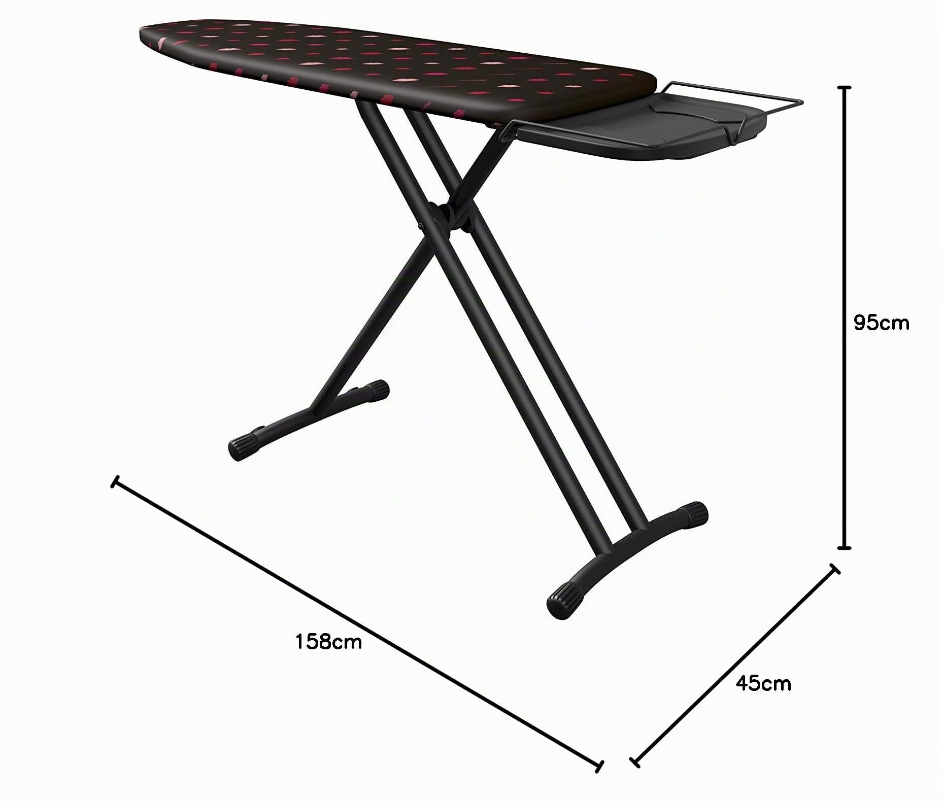 Laurastar Bügelbrett Comfortboard Lips, 38cm x 120cm, 100 % Baumwolle, Für meisten Dampfbügelstationen geeignet ist, Verstellbar höhe, Universal-Bügeleisenablage, 7.5Kg, Bequeme Lagerung
