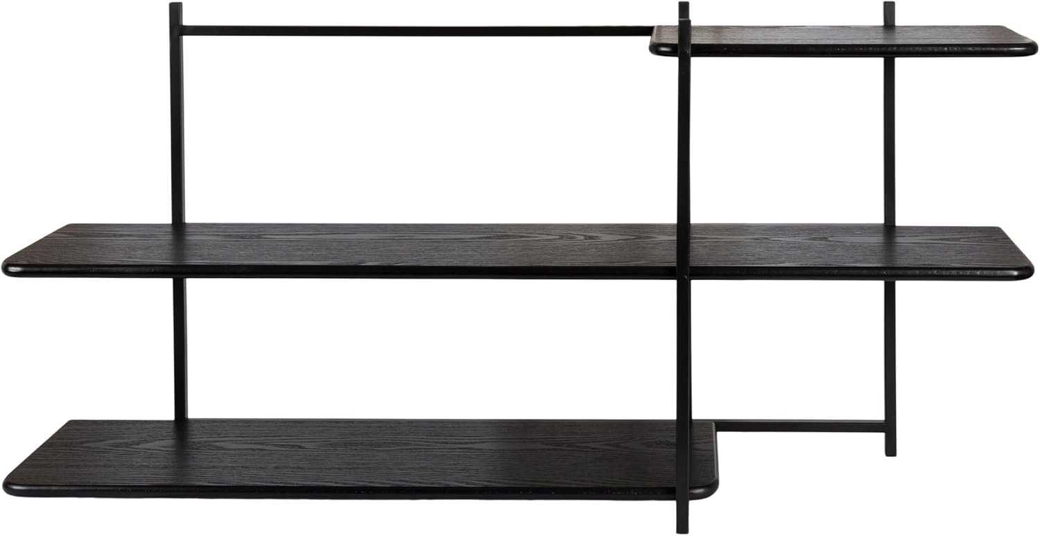 Kate and Laurel Ramone Three-Tiered Wall Shelf, 42 x 23, Black, Decorative Shelving Unit and Wall Organizer for Entryway Storage or Living Room Display Shelf