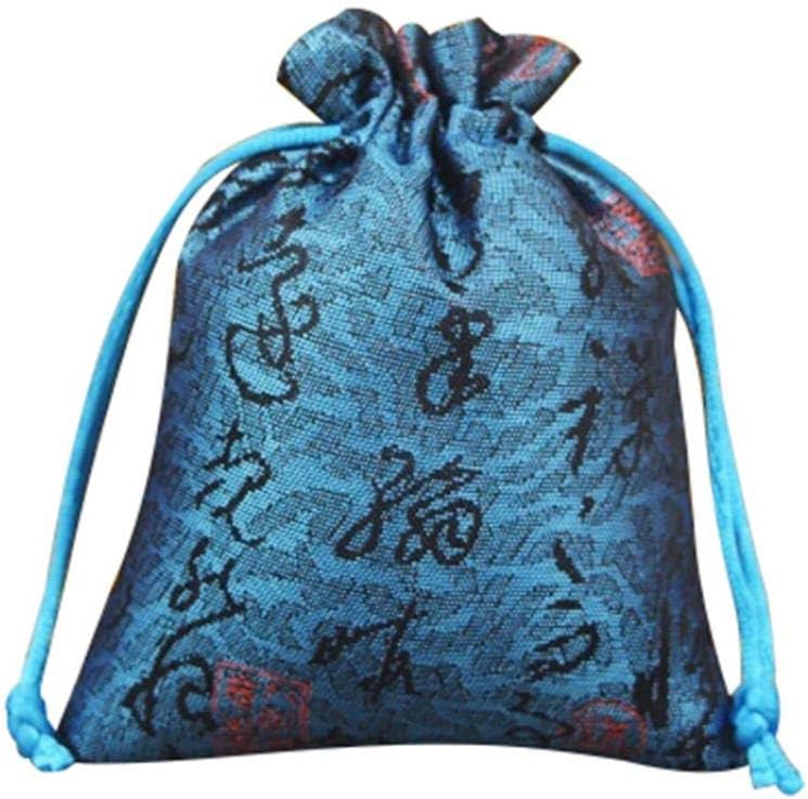 jinqiao 2Pcs Calligraphy Print Storage Bag Jewelry Tea Holder Organzier Drawstring Pouch