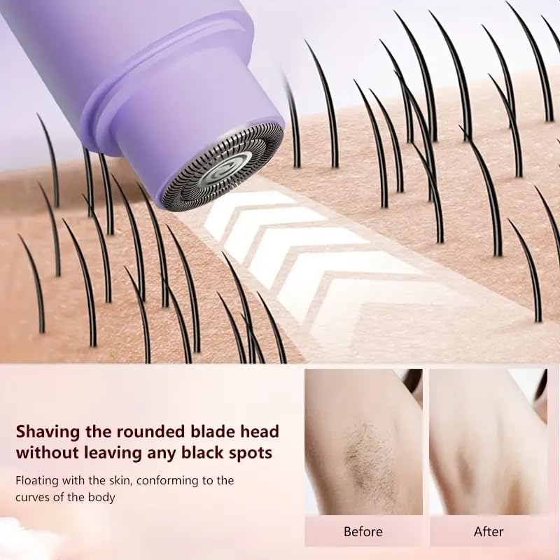 Image of VIFORA 2-in-1 Facial Hair Remover & Body Shaver for Women - Electric Razor with Dual Heads for Face, Chin, Eyebrow, Upper Lip, Bikini, Underarms & Legs - Rechargeable Women's Bikini Trimmer (Purple)