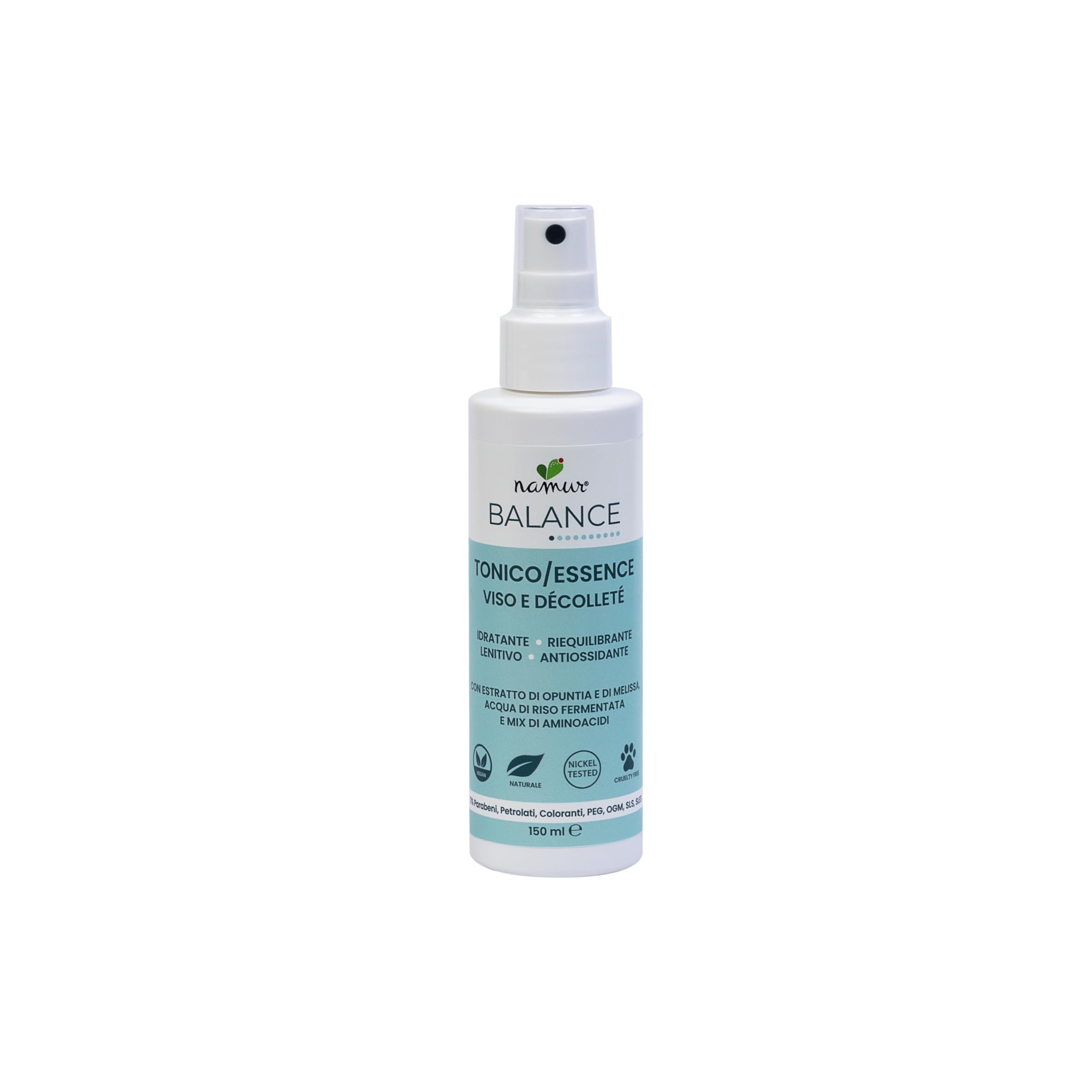 Tonico Essence Viso e Décolleté 150ml, Naturale e Biologico, con Aloe e Melograno, Vegano, Ipoallergenico, per Idratazione e Riequilibrio - Linea Balance di Namur Cosmetics