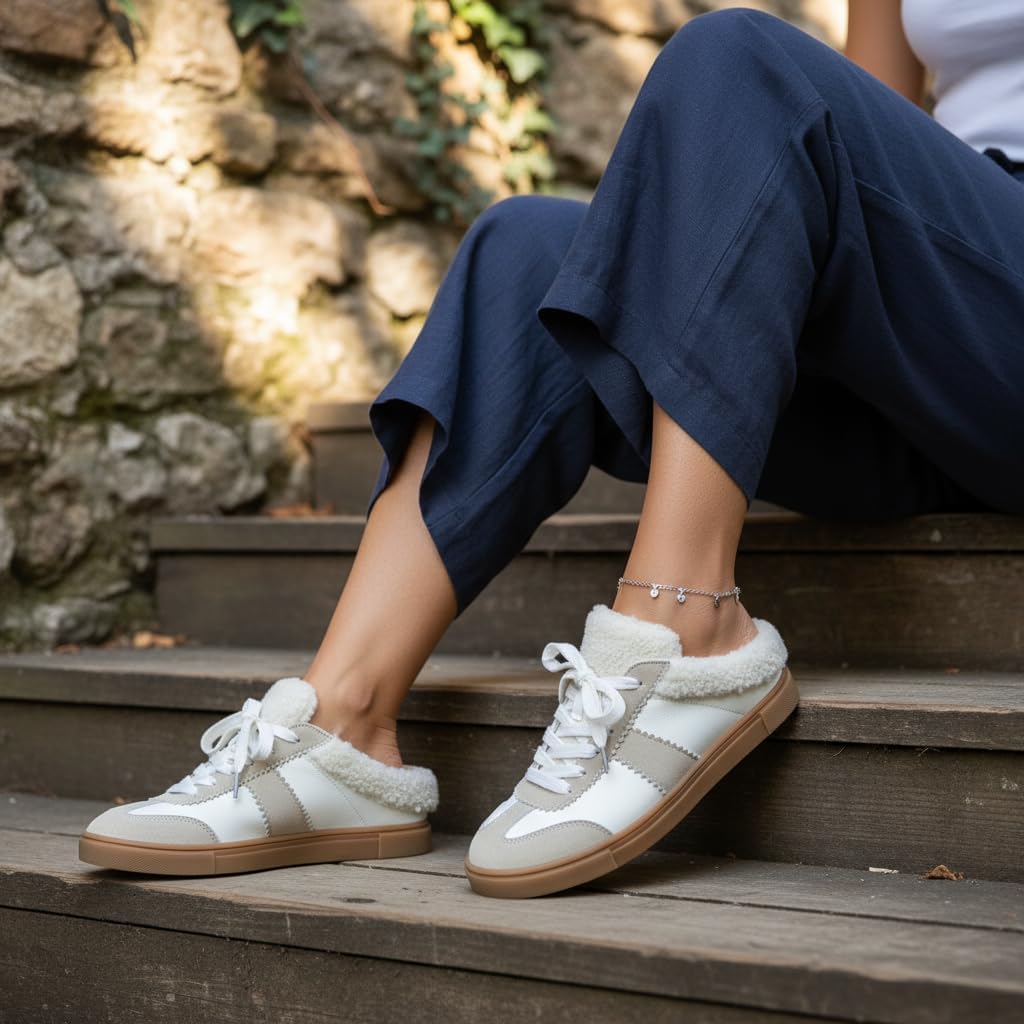 CUSHIONAIRE Blade Women’s Slip On Sneaker Mule – Faux Leather & Suede Backless Sneaker with Memory Foam & Cozy Lining - Image 6