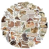 Vintage Aesthetic Stickers Pack 50PCS, Glueewee Cute Retro Stickers for Teens Adults Vinyl Waterproof Boho Stickers for Journaling Scrapbook Water Bottles
