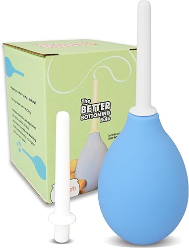 Bottom's Digest - Bombilla de enema de 3.0 oz con ducha anal con punta blanca de 2.4 in de fácil limpieza para hombres y mujeres