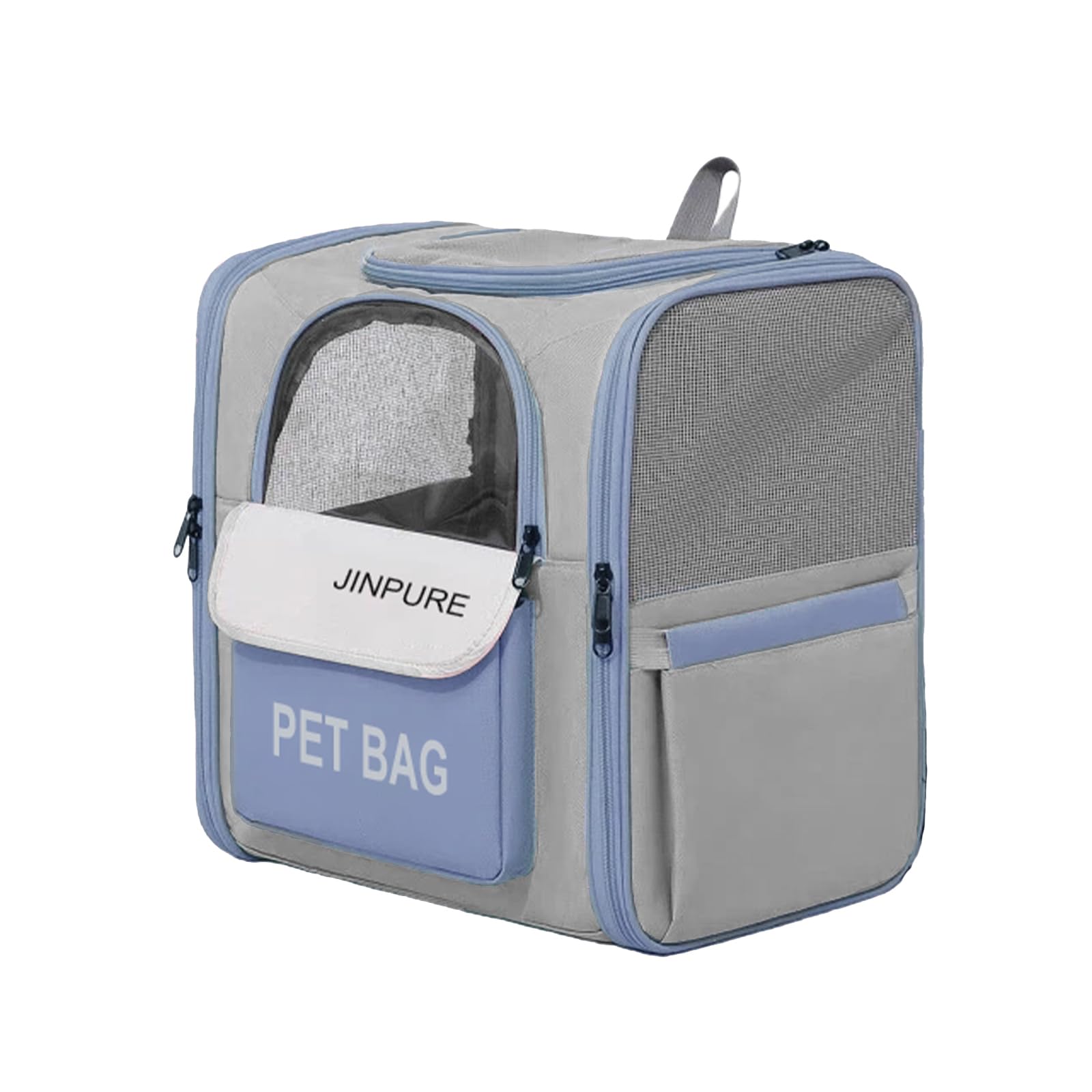 JINPURE Pet Cat Carrier Backpack for Small Medium Dogs Up to 7KG with Steel Wire Frame, Multi-Entrance, Interactive Mesh Window & Front Big Pocket, Portable Foldable Puppy Rucksack for Walking Travel
