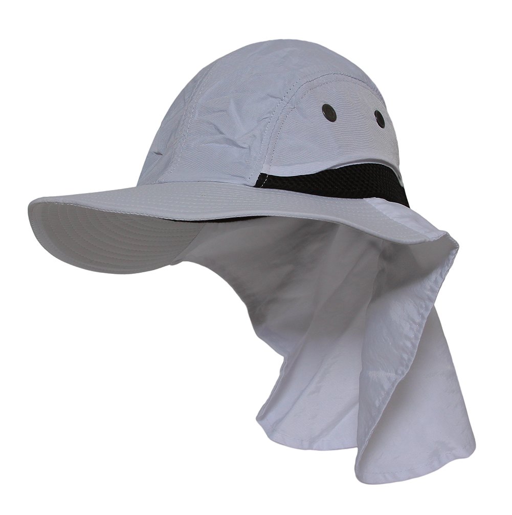 4 Panel Large Bill Flap Hat W15S48B (One Size Fits Most/White)