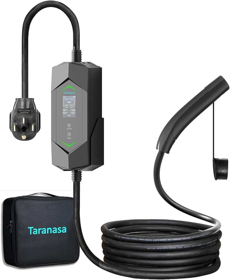 Level 2 Tesla Charger 40A, 240V Home EV Charger with NACS Connector, NEMA 14-50 Plug, Adjustable 8A-40A, ETL Listed Portable Wall Charger for Tesla Model Y/3/S/X, LCD Screen, 20FT Cable