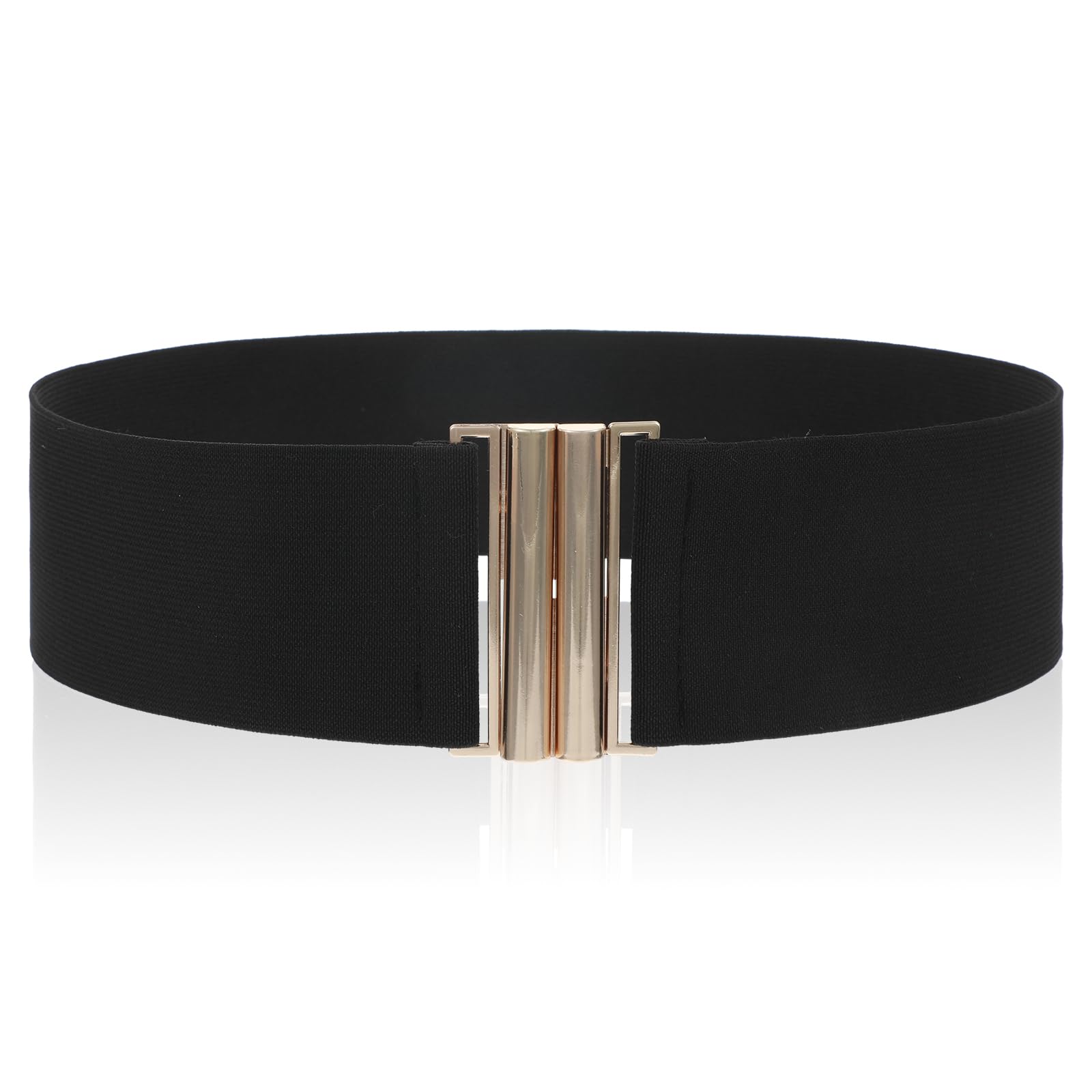 1PCS Stretchy Belt for Women Wide Black Waist Belt with Buckle Plus Size Elastic Adjustable Cinch Belts for