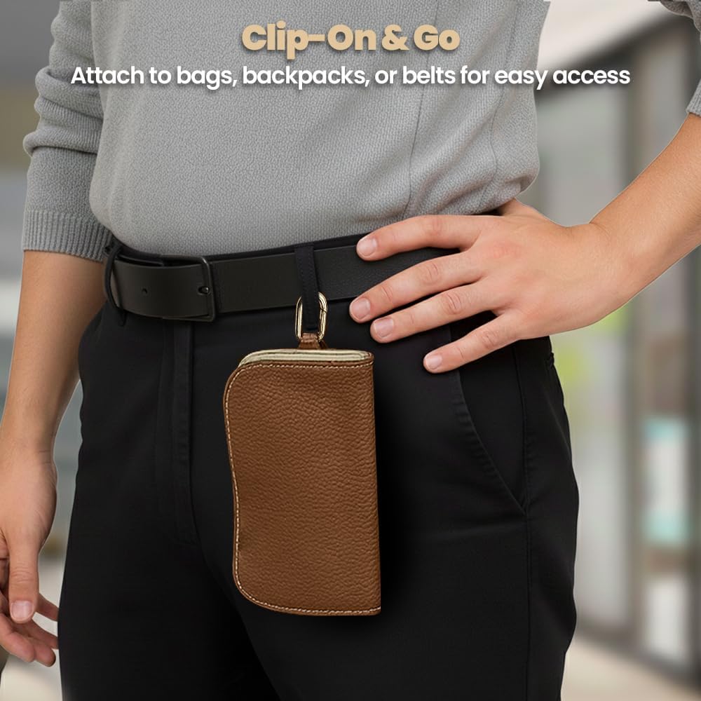 Chrome Cherry CleanSleeve Soft Eyewear Case with Integrated Microfiber Cloth – Slim, Scratch Protection Pouch for Glasses & Sunglasses, Lightweight PU Leather Sleeve with Clip (Not a Hard Case) - Image 7