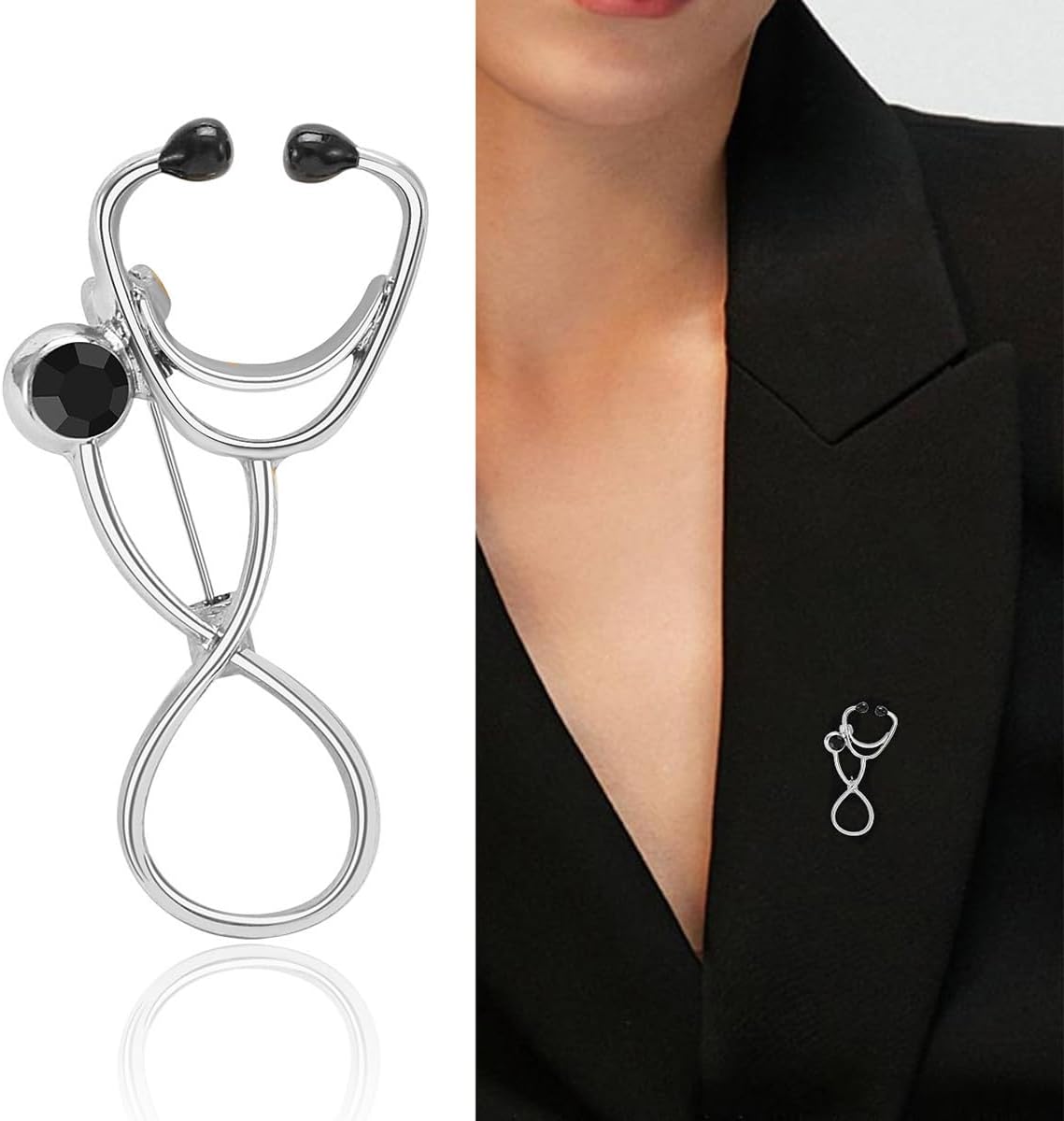 Stethoscope Brooch Pin Rhinestones Stethoscope Brooches Gift for Nurses Doctor