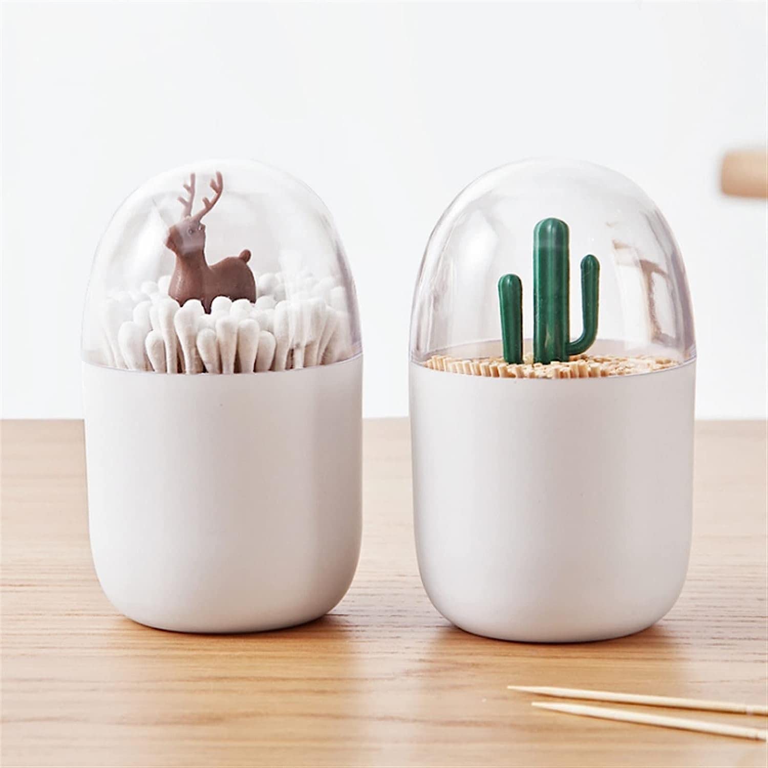 Soporte para Palillos de Dientes, Soporte para Palillos de Dientes de Dibujos Animados, decoración de Mesa, Caja de hisopos de algodón, Caja para Palillos de Dientes, dispensador de Palillos(Bianco)