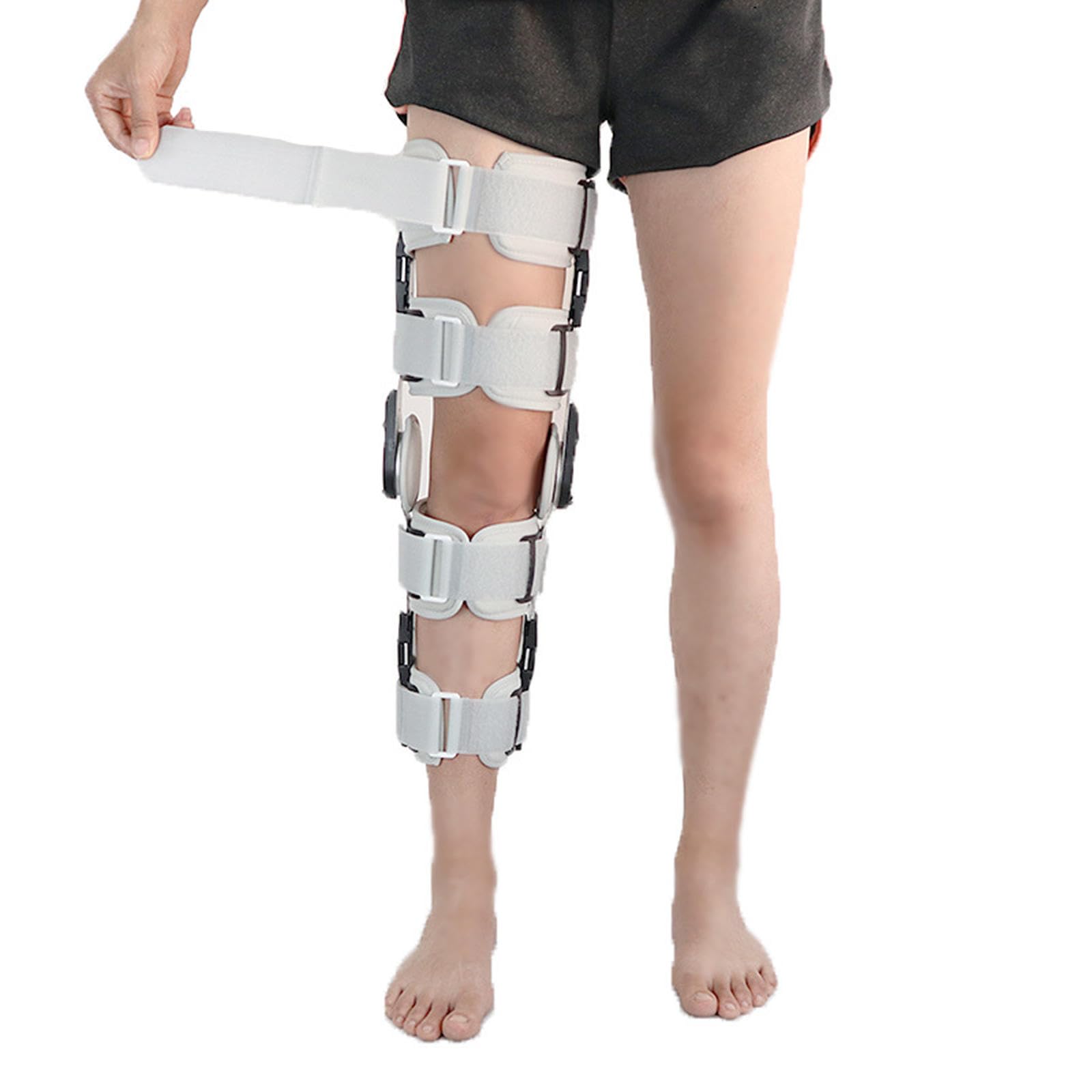 PopieL Ginocchiera Rom Incernierata Regolabile Immobilizzatore Post Operatorio per Ginocchio per Uomo Donna, Tutore di Supporto per Ginocchio per Riabilitazione Ortopedica, Post Operatorio, Lesione