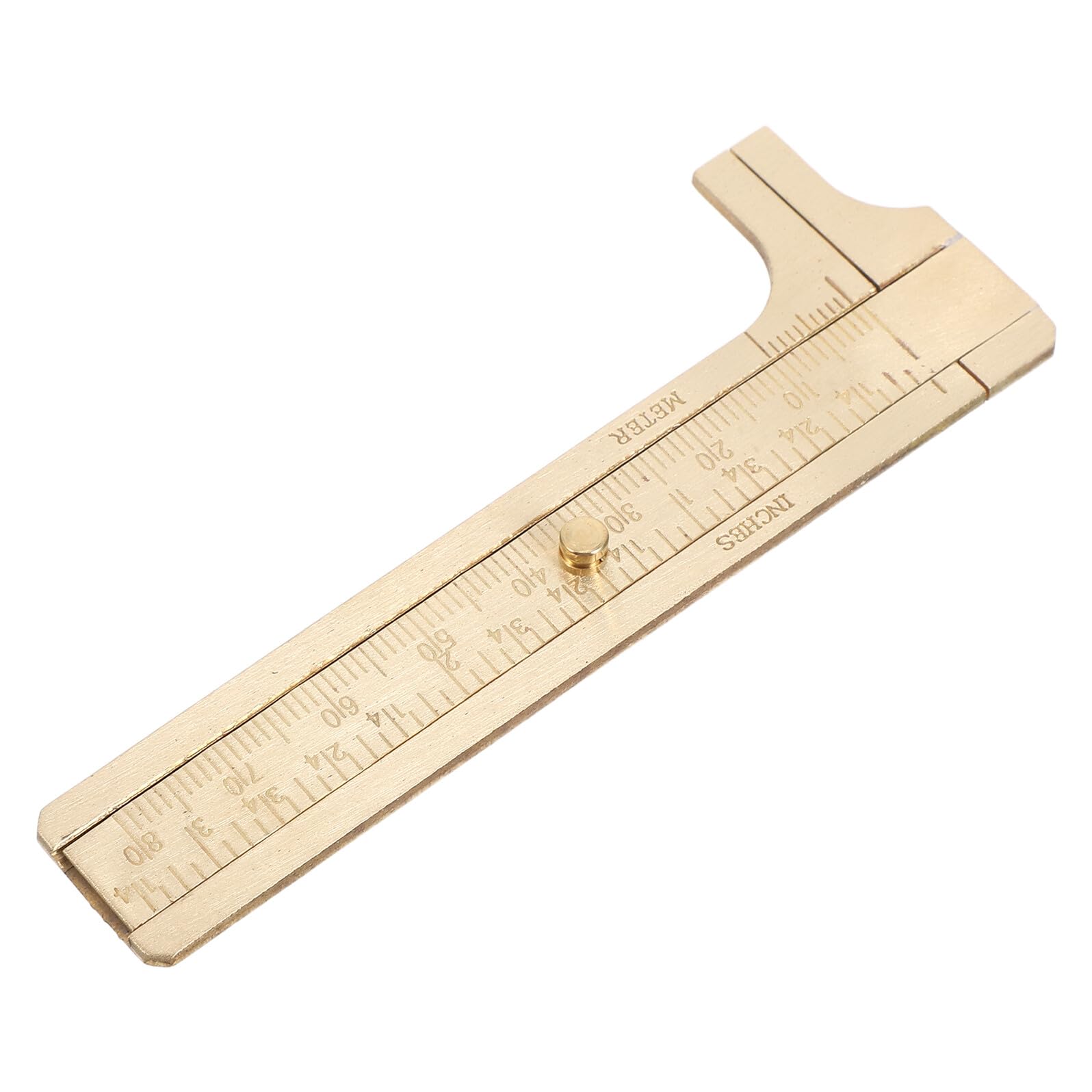 Brass Vernier Caliper Dual Scale Ruler Precision Analog Measuring Tool for Jewelry Watches Machinists Compact Pocket Gauge with Microlevel Accuracy