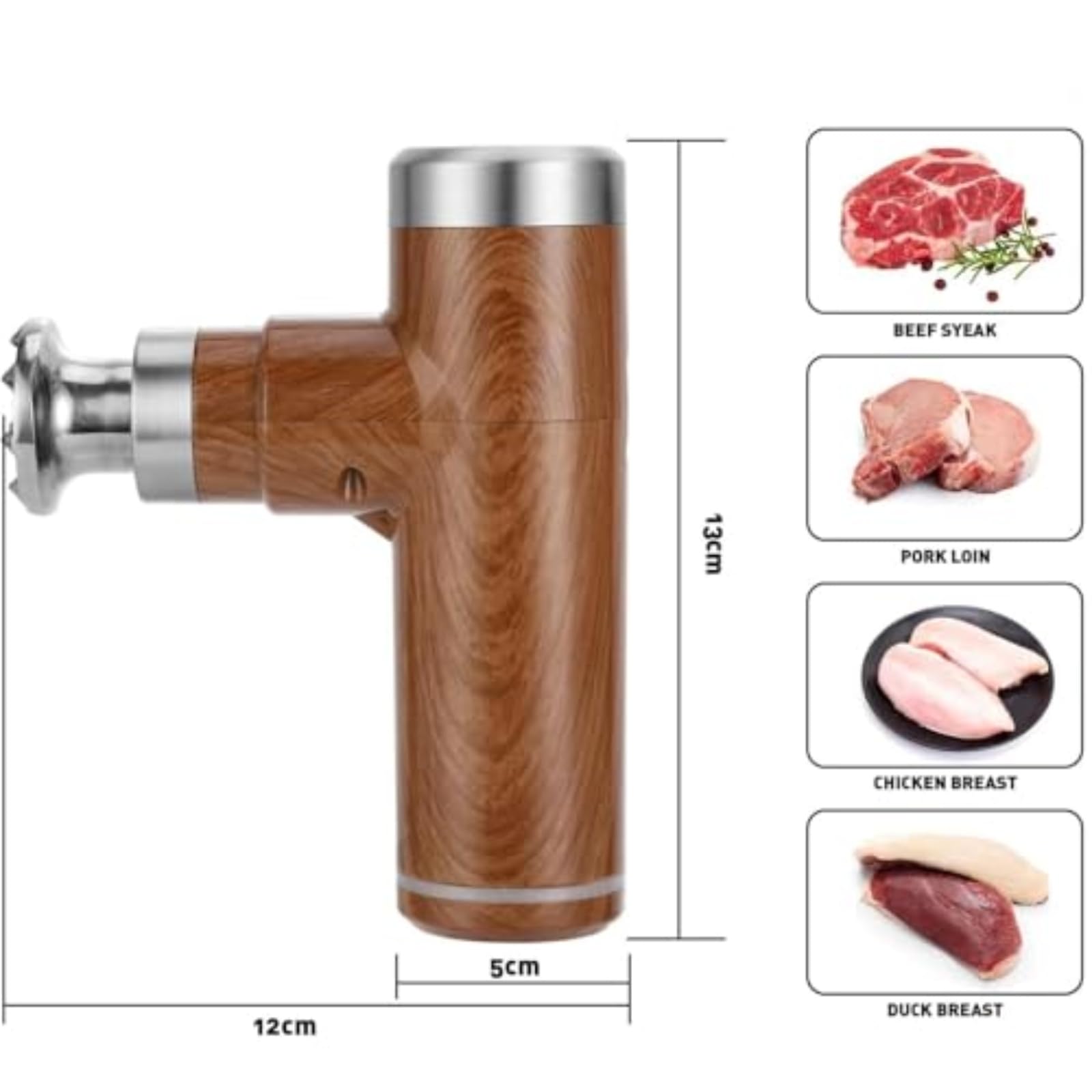 Batticarne elettrico, gadget da cucina portatile con 2 teste a martello in acciaio inox, 6 livelli regolabili per una carne perfettamente tenera