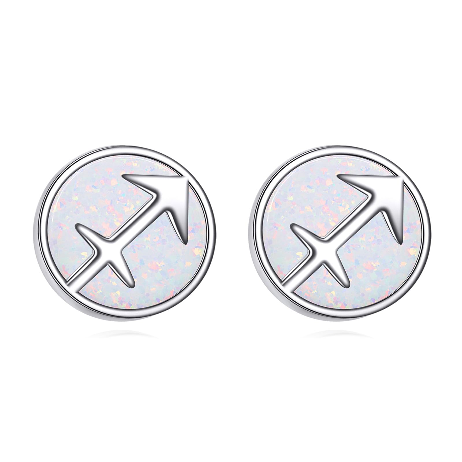 Sternzeichen Ohrringe für Damen Mädchen 925 Sterling Silber Konstellation Ohrstecker Weißer Opal Sternzeichen Schmuck Geschenk