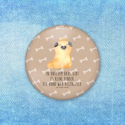 Mr. & Mrs. Panda 50mm Button Mops Krone - Geschenk, Hundemotiv, Hunderasse, allergisch, Anstecknadel, Hund, Haustier, Hundebesitzer, Hundebesitzer.