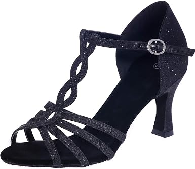 Amazon.com: Mujeres T-Starp Cerrado Toe Glitter Zapatos de baile latino  Tango Salsa Moderna Noche Boda Salón Fiesta Interior Tacón Alto : Ropa,  Zapatos y Joyería