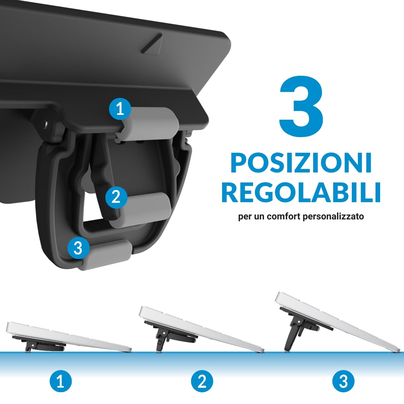 ESC FLIP Supporto per Tastiera per PC Computer, 3 Altezze Regolabili. Ergonomica Riser Inclinato per Computer di Gioco e Battitura.