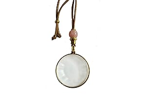 Stunning Real Suede Reading Glasses Necklace and Healing Crystal with Magnifier