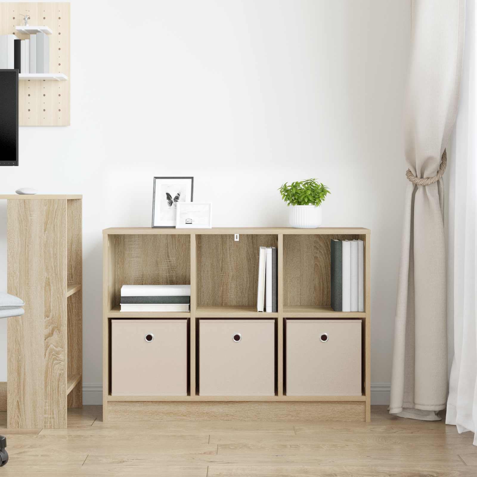 Credenza Sonoma dębowa 88,5 x 27,5 x 63,5 cm, 3 szuflady