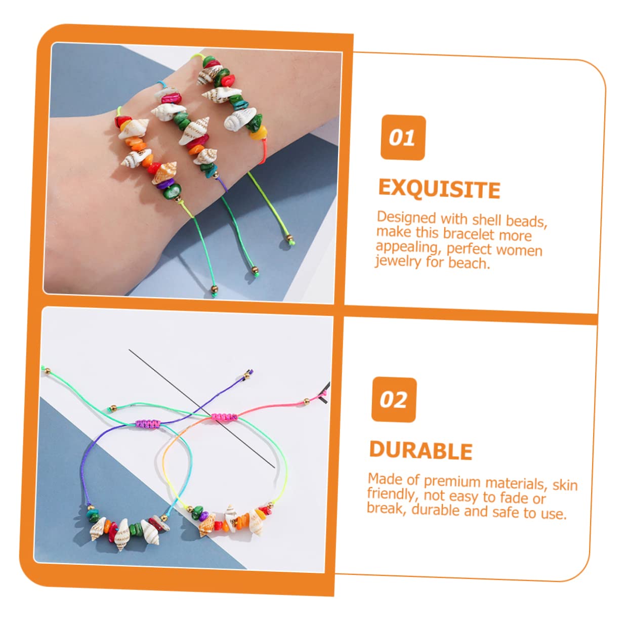 CALLARON Pulsera De Caracola Pulsera De Concha Tobillera De Playa Pulseras para Mujer Tobillera para Mujer Tobillera De Concha Pulseras De Amistad Cuerda De Cera