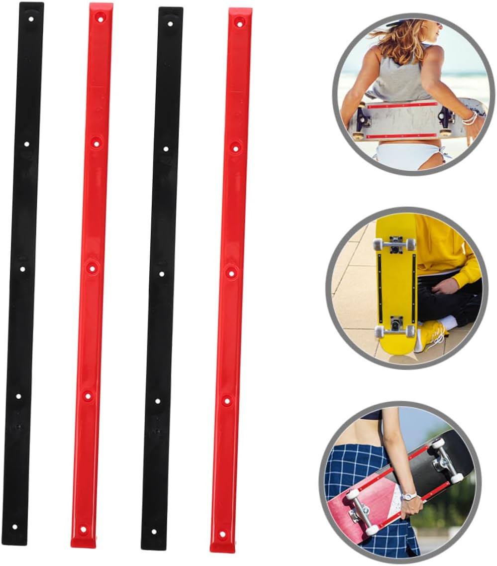 Yardwe 4pcs Plastic Skateboard Rails Wear-Resistant Longboard Protector Strip for Pro Skateboard Rollerbones