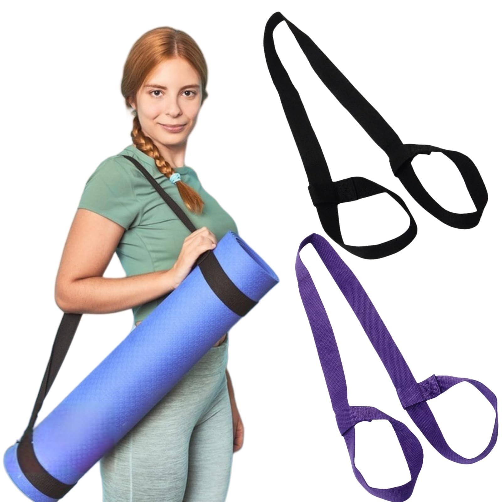 Cinghia Tappetino Yoga,2 pezzi Tracolla per Yoga,Tracolla per Materassino da Yoga, per Yoga, Pilates, Esercizi, Aerobica, Tappetino Esercizi Sport