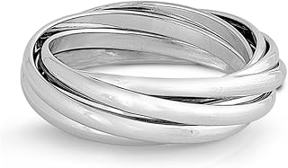 Wide Interlocking Rolling Knot 925 Ring Sterling Silver Wedding Band Sizes 5-12