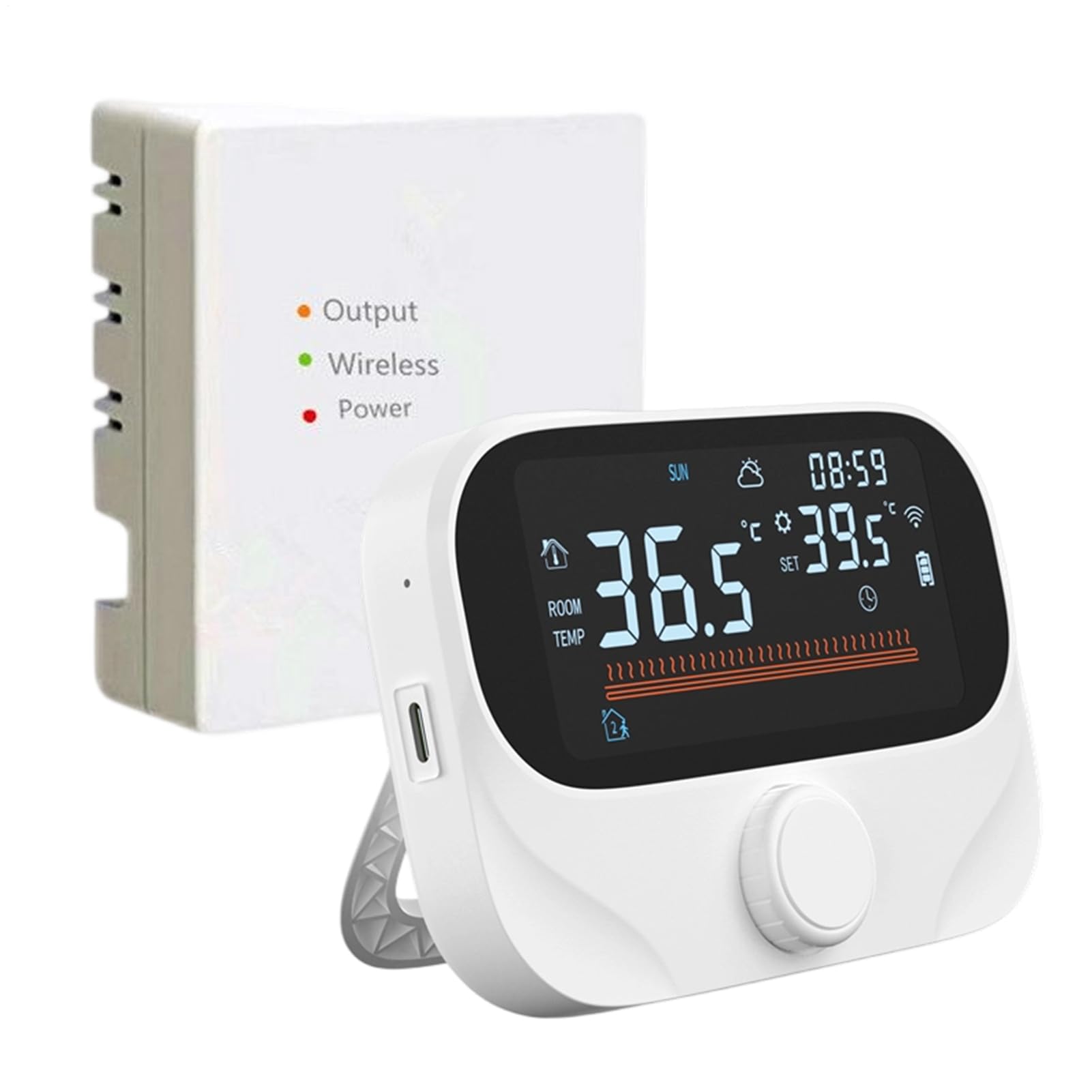 Termostat Wi-Fi, programowalny komfort, 11,8 x 2,4 x 8,6 cm, zasilanie bateryjne WiFi, bezprzewodowy regulator temperatury, pilot zdalnego sterowania, do sypialni, salonu, szklarni