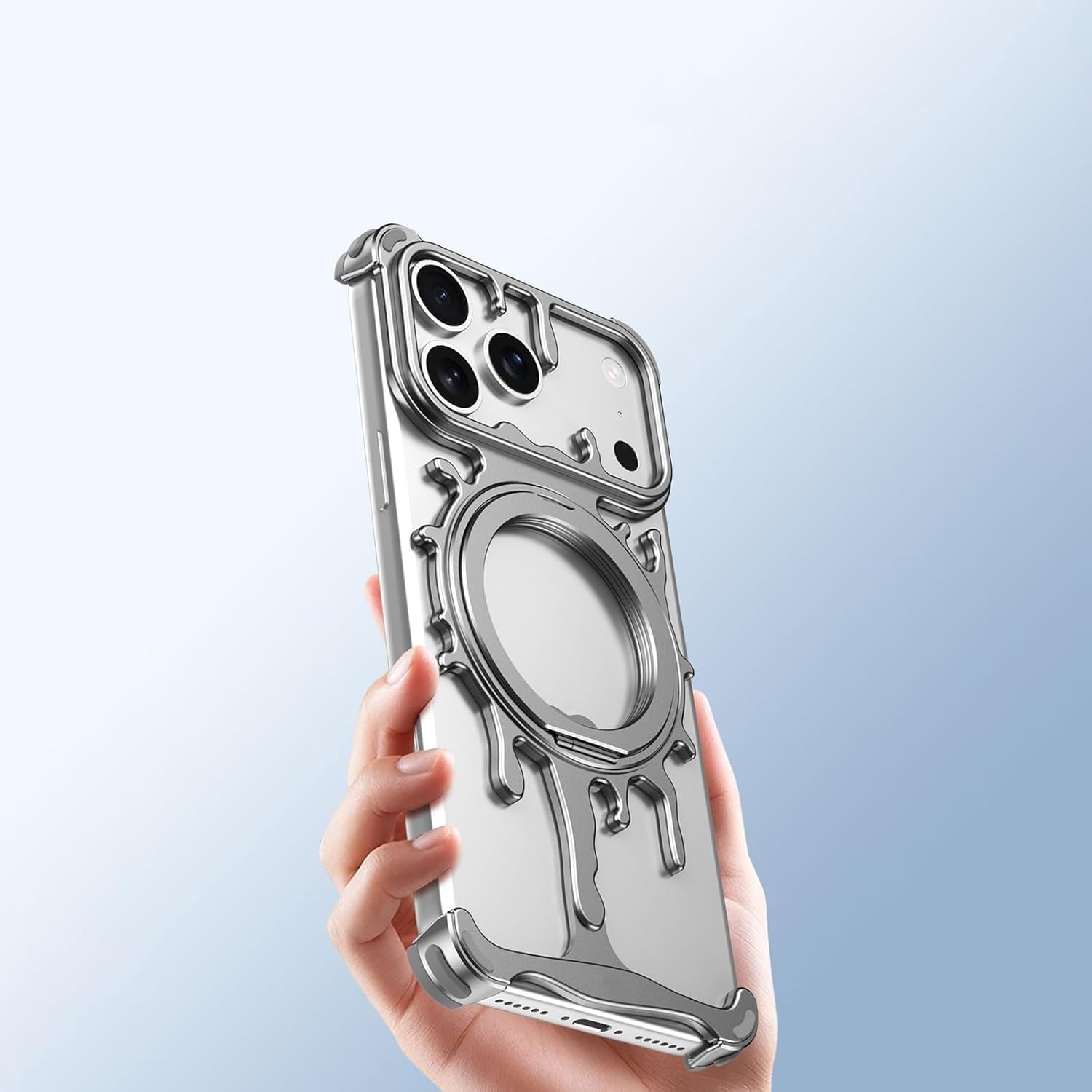 Case for iPhone 17/17Air/17Pro/17Pro Max, Super Slim Shell with Heat Dissipation Car Magnetic Kickstand Cover(Gray,17)