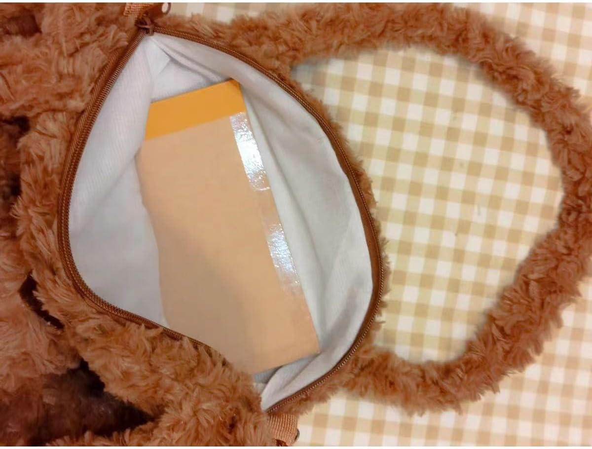 Bear Crossbody Bag Cute Cartoon Crossbody Bag Plush Casual Messenger Bag Shoulder Bag (brown) - Image 5