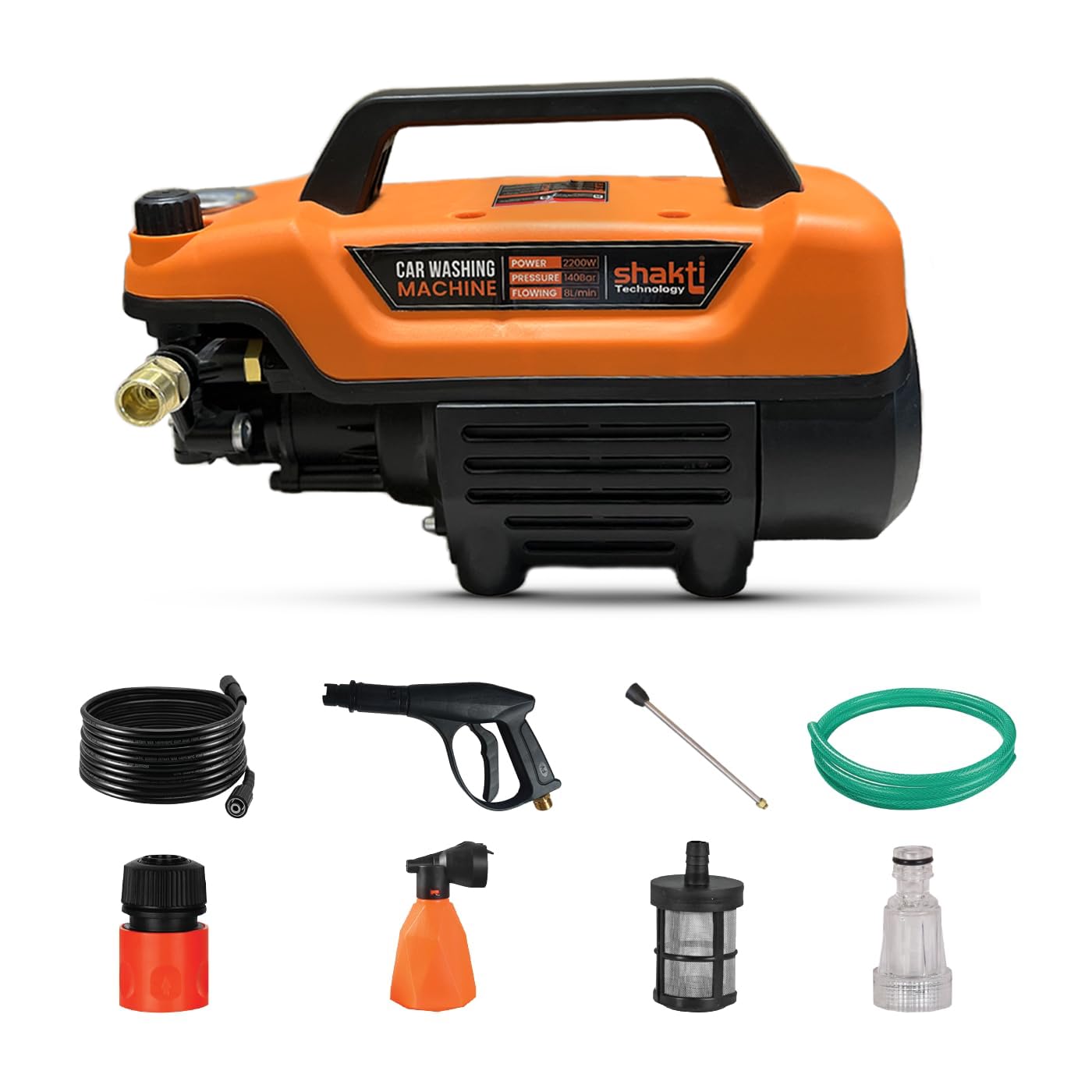Shakti Technology Imperial High Pressure Car Washer Machine 2200 Watts, Pressure 140 Bar, 8L/Min Flow Rate and 10 Meter Hose Pipe with Adjustable Pressure Control Feature
