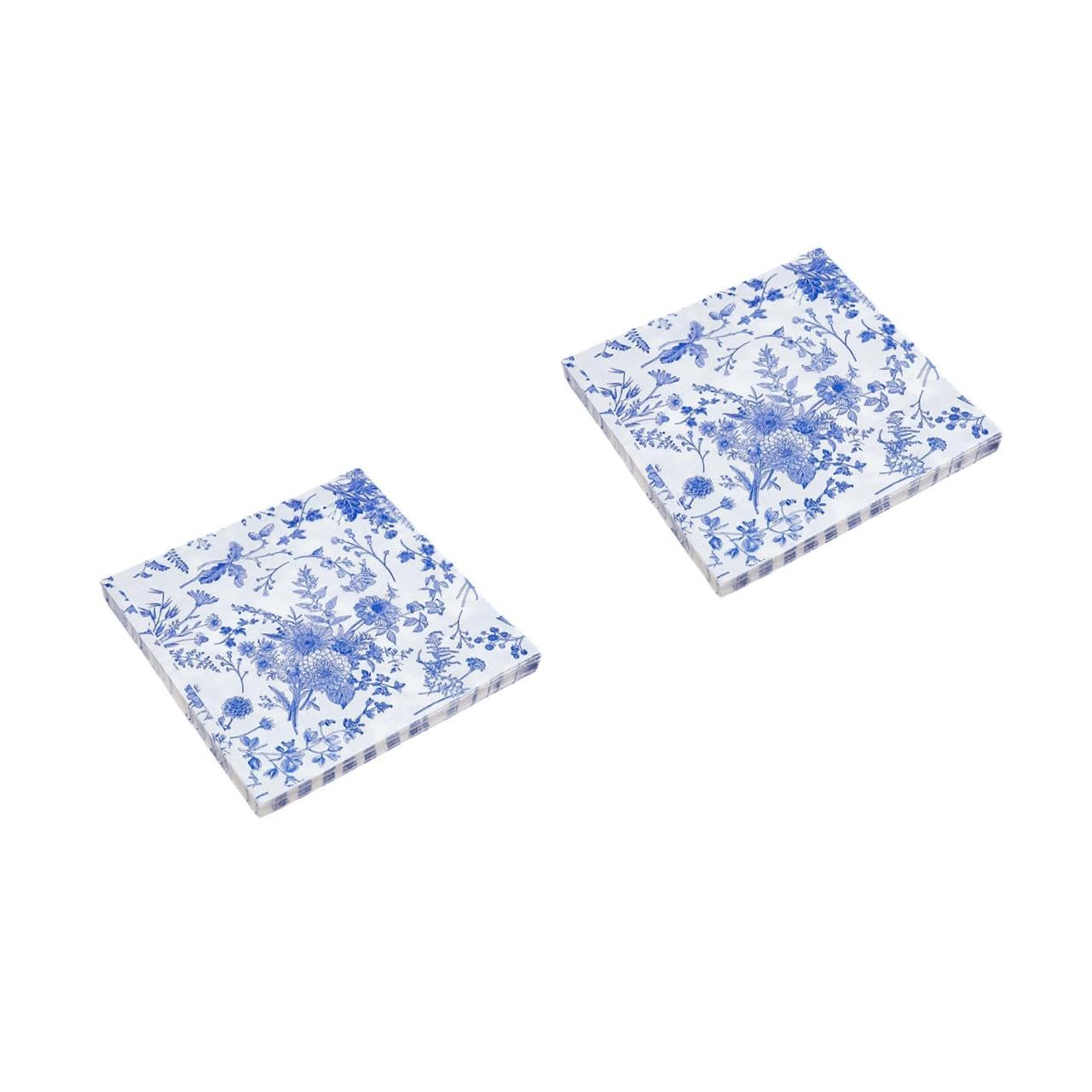 SHERCHPRY 2 Series Servilleta Azul Y Servilletas De Flores Antiguas Servilletas De Papel Decorativas De Despedida De Soltera Linda 100 Piezas*2
