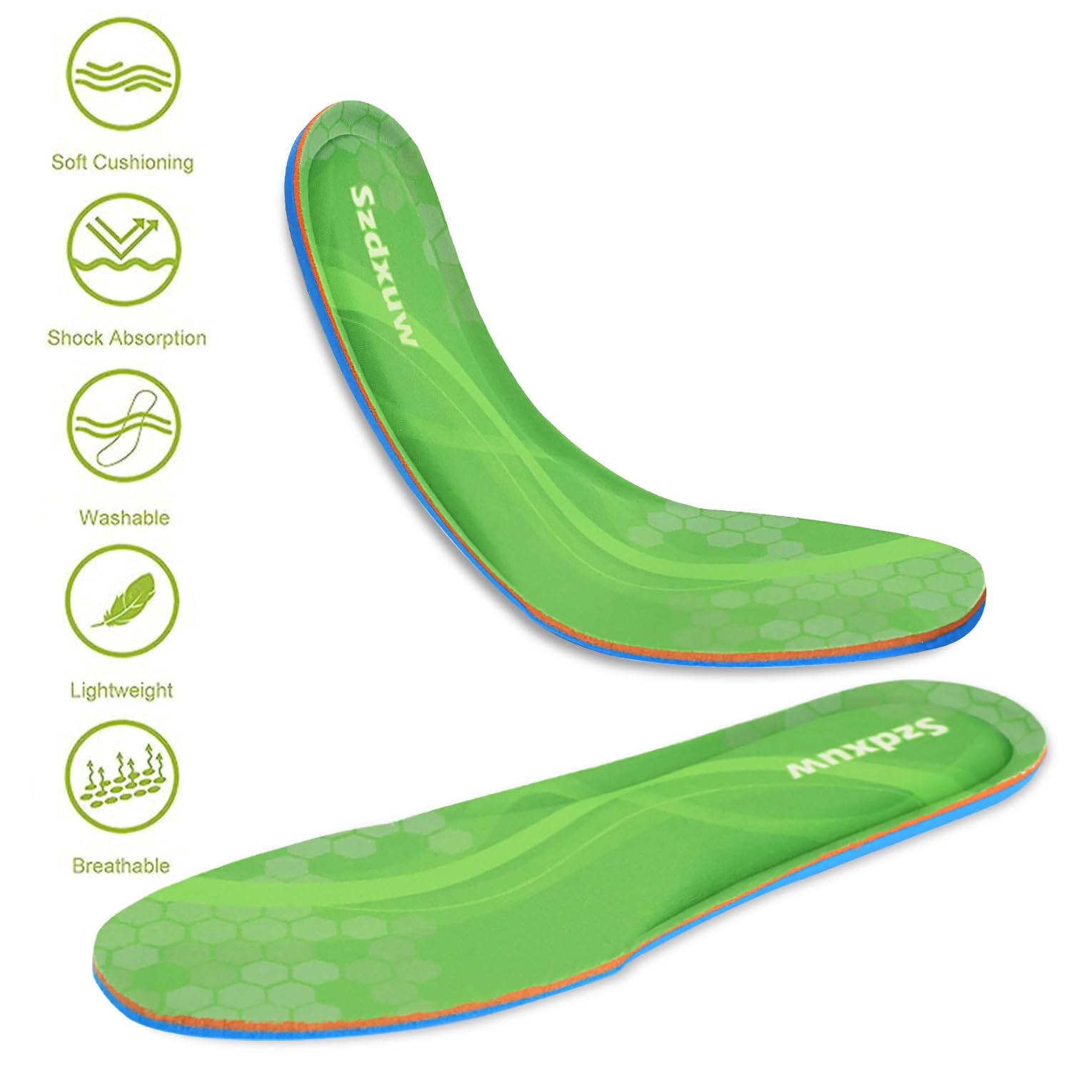 Szdxuw 2 paia Solette in Memory Foam Donna Uomo - Inserti per Scarpe Regolabile alla Misura Comfort Traspirante, Inserti Per Scarpe Da Ginnastica, Lavoro, Sportive E Stivali, Verde Uomo