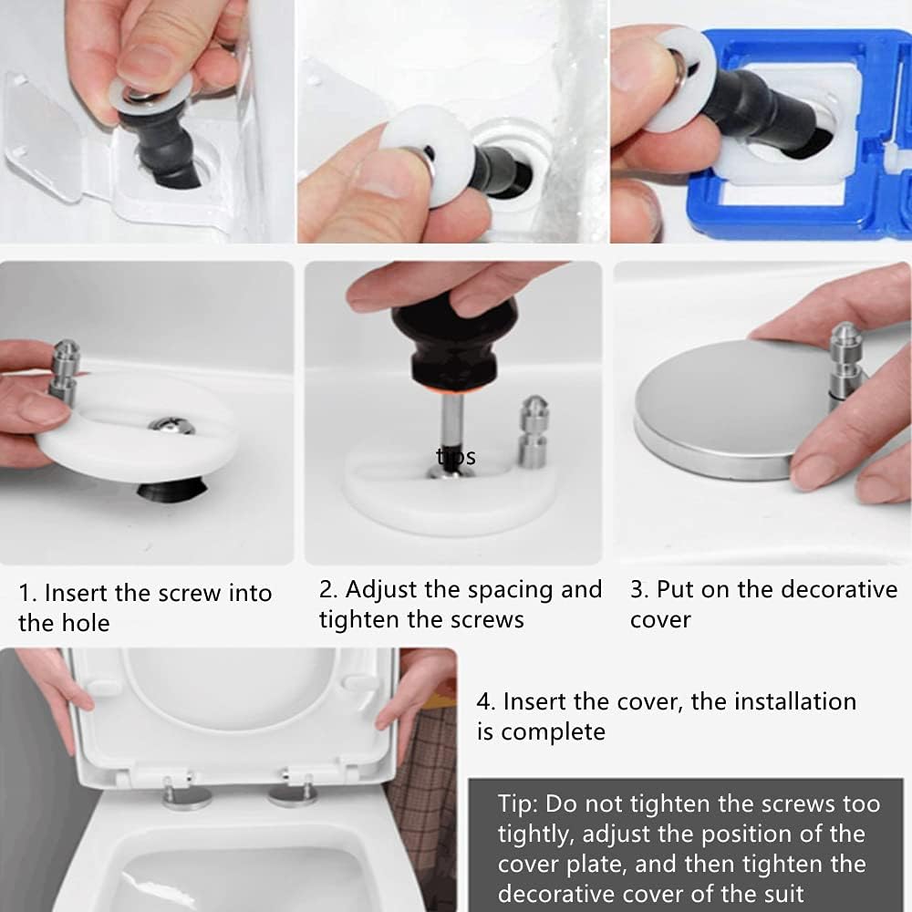 Toilet Seat Screws, 4 Pack Universal Expanding Rubber Screw Top WC